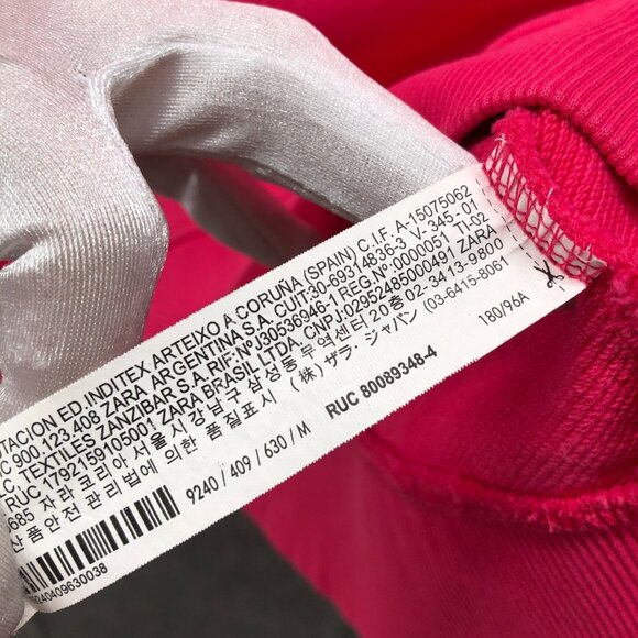 Zara Oversized Sweatshirt Womens M Pink Crewneck Pullover Sport Sweatshirt - Picture 7 of 10